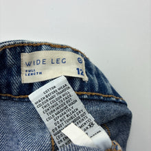 Load image into Gallery viewer, Girls Target, wide leg distressed denim jeans, adjustable, Inside leg: 71.5cm, GUC, size 12,  