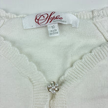 Load image into Gallery viewer, Girls Sophia by Minihaha, knitted cotton bolero cardigan, small marks on sleeves, FUC, size 10,  