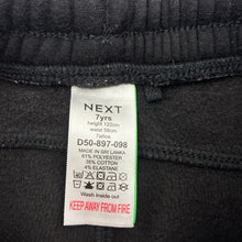Load image into Gallery viewer, Unisex Next, black fleece lined track pants, Inside leg: 46cm, GUC, size 7,  