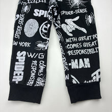 Load image into Gallery viewer, Boys Marvel, Spiderman fleece lined track pants, Inside leg: 35.5cm, GUC, size 3,  
