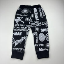 Load image into Gallery viewer, Boys Marvel, Spiderman fleece lined track pants, Inside leg: 35.5cm, GUC, size 3,  