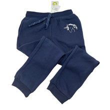 Load image into Gallery viewer, Girls KID, navy fleece lined track pants, unicorn, Inside leg: 45cm, NEW, size 5,  