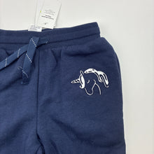 Load image into Gallery viewer, Girls KID, navy fleece lined track pants, unicorn, Inside leg: 45cm, NEW, size 5,  