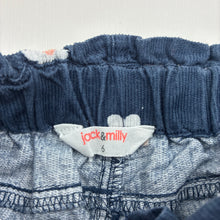 Load image into Gallery viewer, Girls Jack &amp; Milly, floral corduroy cotton pants, elasticated, Inside leg: 45cm, GUC, size 6,  