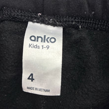 Load image into Gallery viewer, Unisex Anko, black fleece lined track pants, Inside leg: 38cm, GUC, size 4,  