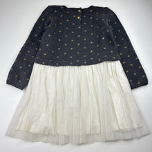 Load image into Gallery viewer, Girls Petit Bateau, spliced fleece lined sweater dress, GUC, size 8, L: 63cm