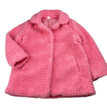 Load image into Gallery viewer, Girls Seed, pink teddy fleece jacket / coat, L: 45cm, GUC, size 3,  