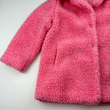 Load image into Gallery viewer, Girls Seed, pink teddy fleece jacket / coat, L: 45cm, GUC, size 3,  