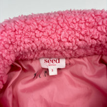 Load image into Gallery viewer, Girls Seed, pink teddy fleece jacket / coat, L: 45cm, GUC, size 3,  