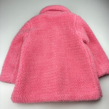 Load image into Gallery viewer, Girls Seed, pink teddy fleece jacket / coat, L: 45cm, GUC, size 3,  