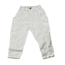 Load image into Gallery viewer, Unisex Zara, white linen pants, elasticated, Inside leg: 26.5cm, EUC, size 2,  