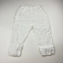 Load image into Gallery viewer, Unisex Zara, white linen pants, elasticated, Inside leg: 26.5cm, EUC, size 2,  