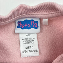 Load image into Gallery viewer, Girls Peppa Pig, fleece lined sweater / jumper, small marks, FUC, size 5,  