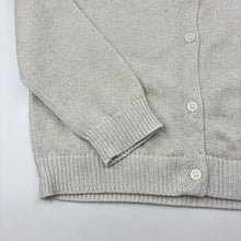 Load image into Gallery viewer, Girls metallic, knit cardigan, no labels, armpit to armpit: 34cm, shoulder to cuff: 45cm, EUC, size 7-8,  