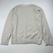 Load image into Gallery viewer, Girls metallic, knit cardigan, no labels, armpit to armpit: 34cm, shoulder to cuff: 45cm, EUC, size 7-8,  