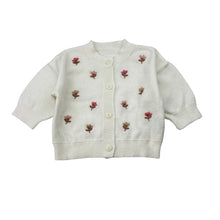 Load image into Gallery viewer, Girls embroidered, soft feel knit cardigan, EUC, size 000,  