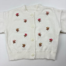 Load image into Gallery viewer, Girls embroidered, soft feel knit cardigan, EUC, size 000,  
