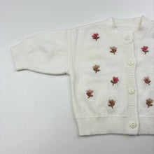 Load image into Gallery viewer, Girls embroidered, soft feel knit cardigan, EUC, size 000,  