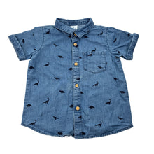 Load image into Gallery viewer, Boys Target, chambray cotton short sleeve shirt, dinosaurs, FUC, size 2,  