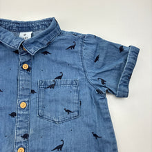 Load image into Gallery viewer, Boys Target, chambray cotton short sleeve shirt, dinosaurs, FUC, size 2,  
