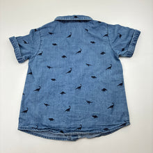 Load image into Gallery viewer, Boys Target, chambray cotton short sleeve shirt, dinosaurs, FUC, size 2,  