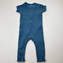 Load image into Gallery viewer, Unisex Wilson + Frenchy, ribbed organic cotton blend zip romper, FUC, size 00,  