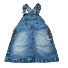 Load image into Gallery viewer, Girls Pumpkin Patch, vintage denim overalls dress, small marks, FUC, size 6, L: 58cm