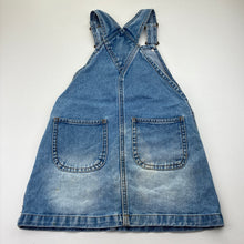 Load image into Gallery viewer, Girls Pumpkin Patch, vintage denim overalls dress, small marks, FUC, size 6, L: 58cm
