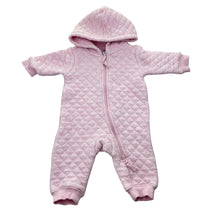 Load image into Gallery viewer, Girls Anko, pink marle quilted zip romper, GUC, size 0000,  