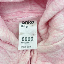 Load image into Gallery viewer, Girls Anko, pink marle quilted zip romper, GUC, size 0000,  