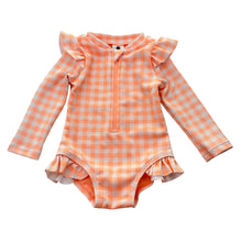 Load image into Gallery viewer, Girls Dymples, long sleeve swim one-piece, GUC, size 0,  