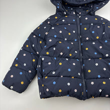 Load image into Gallery viewer, Girls Seed, navy floral puffer jacket / coat, FUC, size 3,  