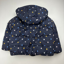 Load image into Gallery viewer, Girls Seed, navy floral puffer jacket / coat, FUC, size 3,  