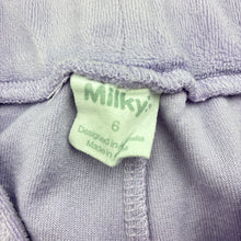 Load image into Gallery viewer, Girls Milky, purple velour pants, elasticated, Inside leg: 44.5cm, FUC, size 6,  