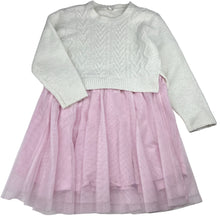 Load image into Gallery viewer, Girls Milkshake, spliced knit / tulle long sleeve dress, FUC, size 7, L: 64cm