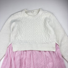 Load image into Gallery viewer, Girls Milkshake, spliced knit / tulle long sleeve dress, FUC, size 7, L: 64cm