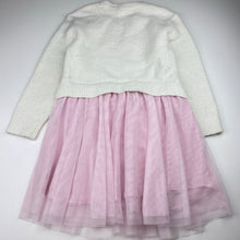 Load image into Gallery viewer, Girls Milkshake, spliced knit / tulle long sleeve dress, FUC, size 7, L: 64cm