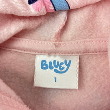 Load image into Gallery viewer, Girls BLUEY, fleece lined hoodie sweater, wash fade, FUC, size 1,  