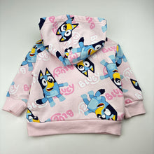 Load image into Gallery viewer, Girls BLUEY, fleece lined hoodie sweater, wash fade, FUC, size 1,  