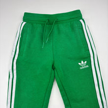 Load image into Gallery viewer, Unisex Adidas, green track pants, elasticated, Inside leg: 28cm, GUC, size 2,  