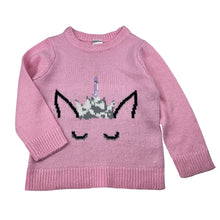 Load image into Gallery viewer, Girls KDS, pink knit sweater / jumper, unicorn, FUC, size 2-3,  