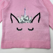 Load image into Gallery viewer, Girls KDS, pink knit sweater / jumper, unicorn, FUC, size 2-3,  