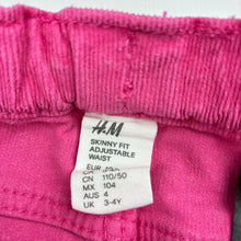 Load image into Gallery viewer, Girls H&amp;M, skinny fit stretch corduroy pants, adjustable, Inside leg: 39cm, FUC, size 4,  