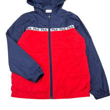 Load image into Gallery viewer, Unisex FILA, lightweight zip up hooded jacket, EUC, size 10,  