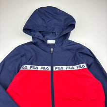 Load image into Gallery viewer, Unisex FILA, lightweight zip up hooded jacket, EUC, size 10,  