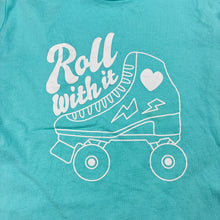 Load image into Gallery viewer, Girls Brilliant Basics, blue cotton long sleeve tee / top, roller skates, GUC, size 8,  