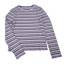 Load image into Gallery viewer, Girls striped, ribbed long sleeve top, no labels, armpit to armpit: 30cm, shoulder to cuff: 46cm, FUC, size 8,  