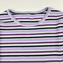 Load image into Gallery viewer, Girls striped, ribbed long sleeve top, no labels, armpit to armpit: 30cm, shoulder to cuff: 46cm, FUC, size 8,  