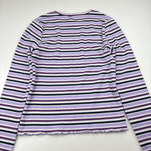 Load image into Gallery viewer, Girls striped, ribbed long sleeve top, no labels, armpit to armpit: 30cm, shoulder to cuff: 46cm, FUC, size 8,  