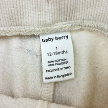 Load image into Gallery viewer, Unisex Baby Berry, fleece lined track pants, elasticated, GUC, size 1,  